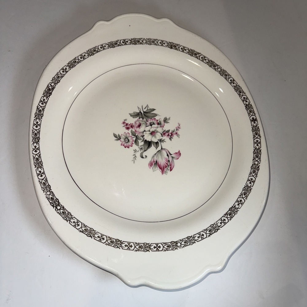 Limoges Masterpiece Oval Floral Serving Platter 22k Gold Trim 15x12